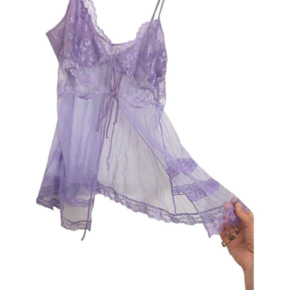 Victoria’s Secret Lingerie Lace Babydoll Sz M LAVENDER LT Purple Barbiecore VNT - Picture 3 of 16